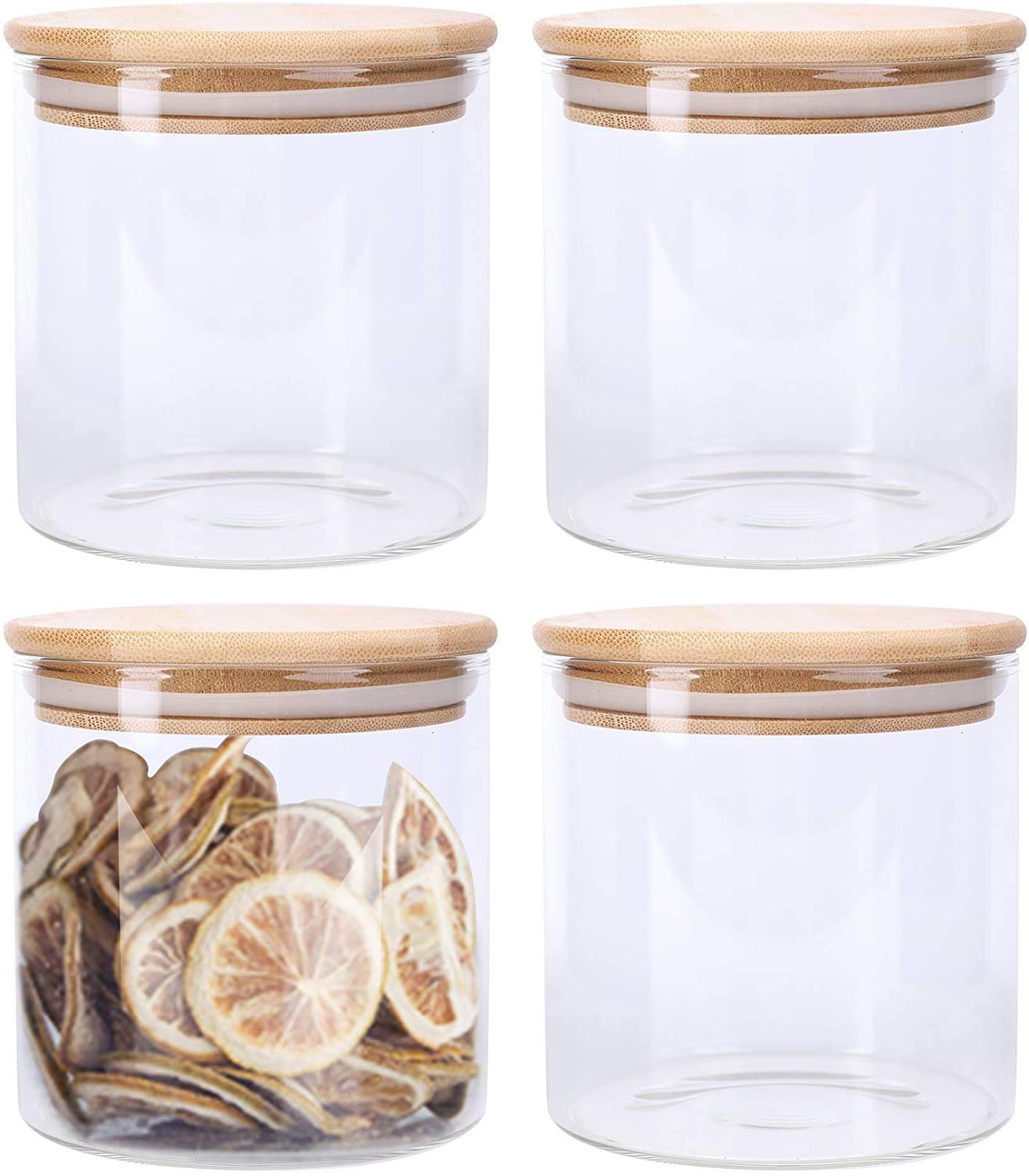 Bộ 6 lọ đựng thủy tinh nắp gỗ Glass Jar Container 300 ml