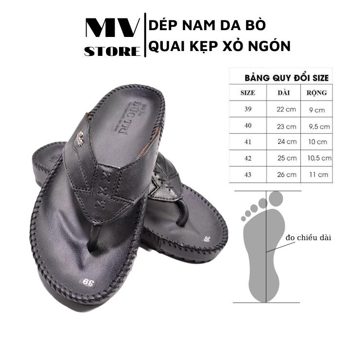 Dép kẹp nam, dép nam xỏ ngón da bò đế lõm cao cấp hàng VNXK DT04