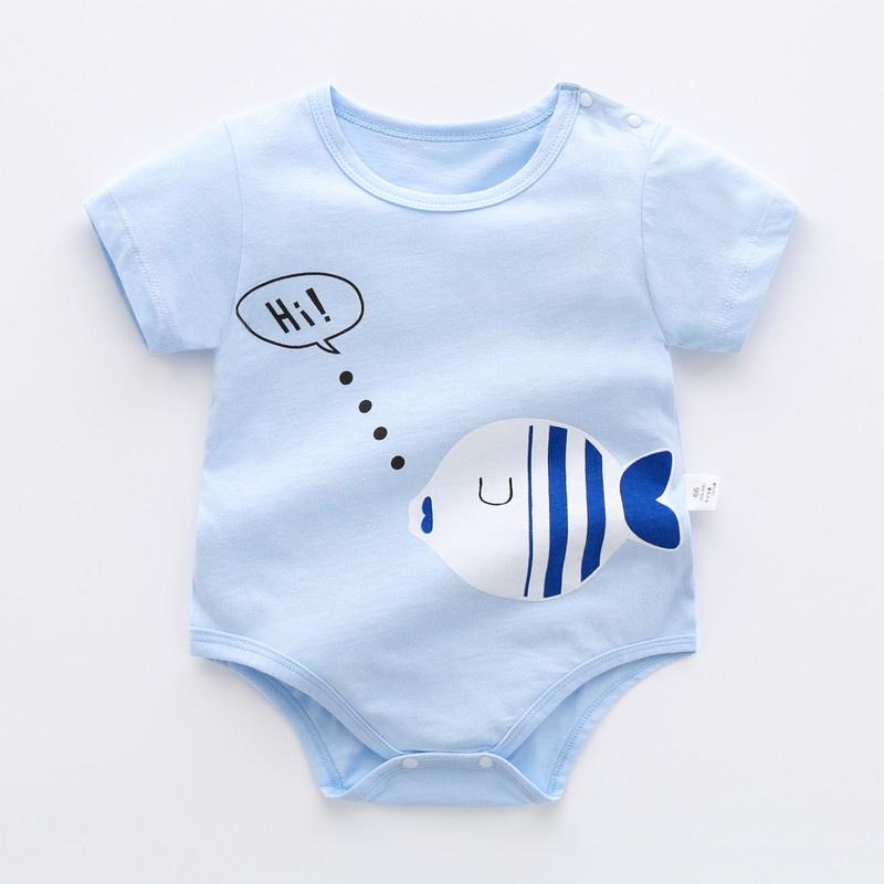 Bodysuit cho bé gái bé trai mẫu Body chip ngắn tay cotton họa tiết dễ thương cho trẻ sơ sinh từ 3-12kg