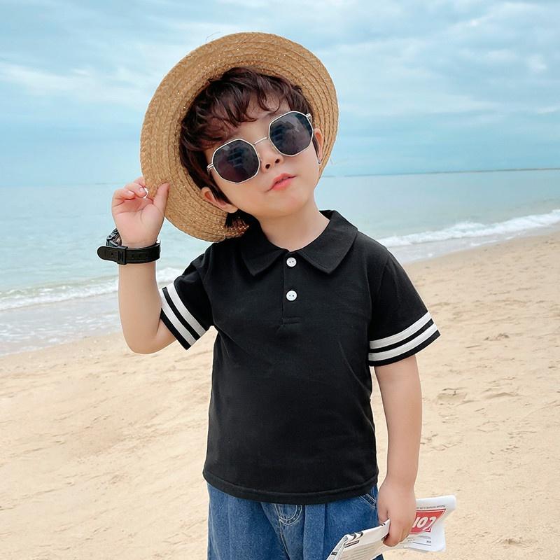 Áo thun polo cổ đức cho bé trai 1-7 tuổi chất cotton co giãn sọc viền tay Magickids Quần áo trẻ em AO22031