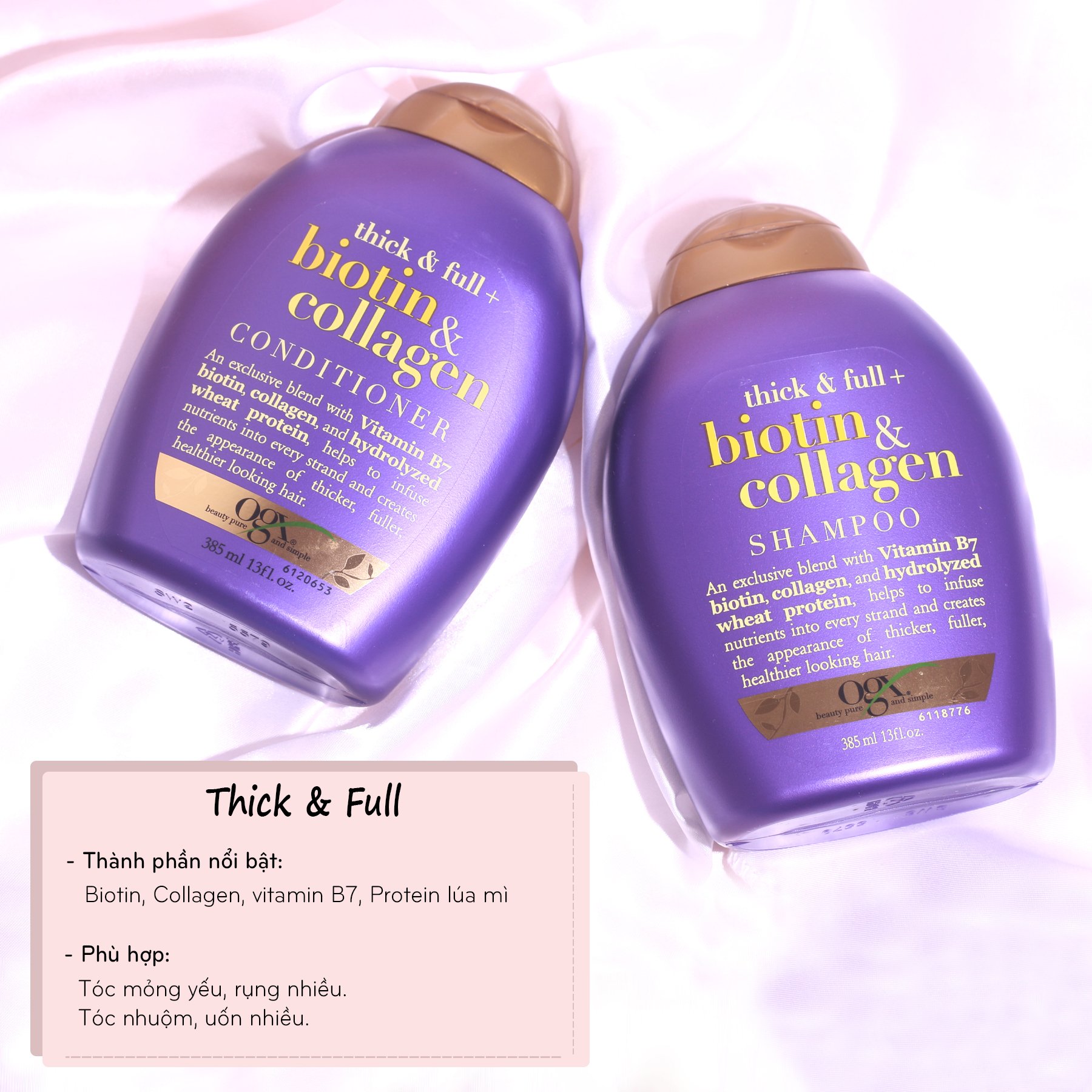 Dầu Gội OGX Thick Full Biotin &amp; Collagen Shampoo 385ml