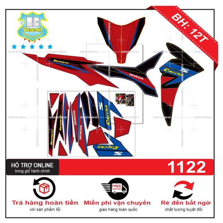 Tem rời dành cho wave rsx 2012 racing chế đỏ đen