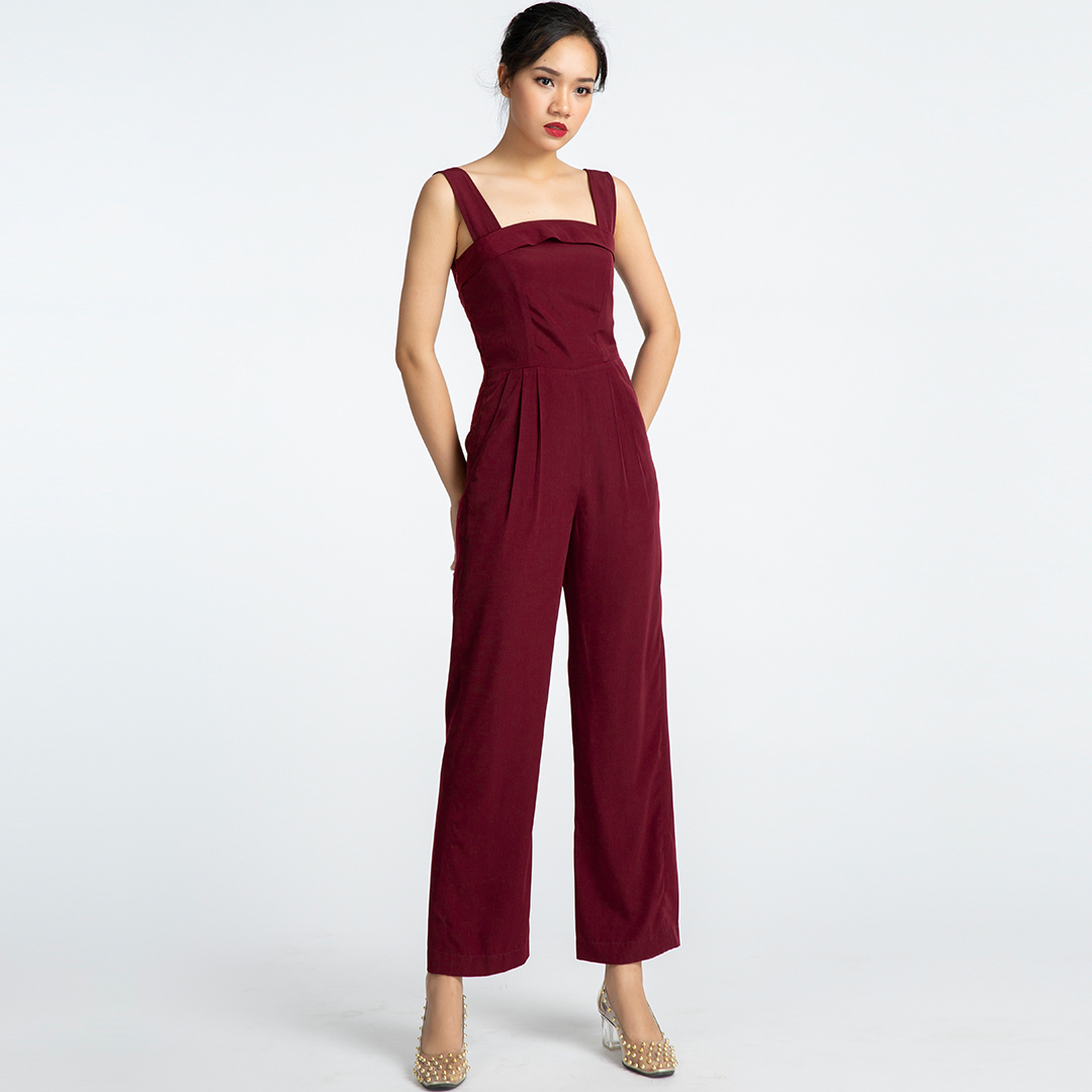 Jumpsuit Thời trang thiết kế Hity DRE096 Bộ Áo Liền Quần (Đỏ Auburn)