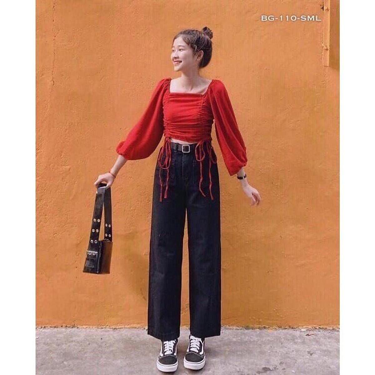 ÁO BẸT VAI CROPTOP RÚT NGỰC TRƠN BASIC - ÁO KIỂU CRT ULZANG HOT GIRL