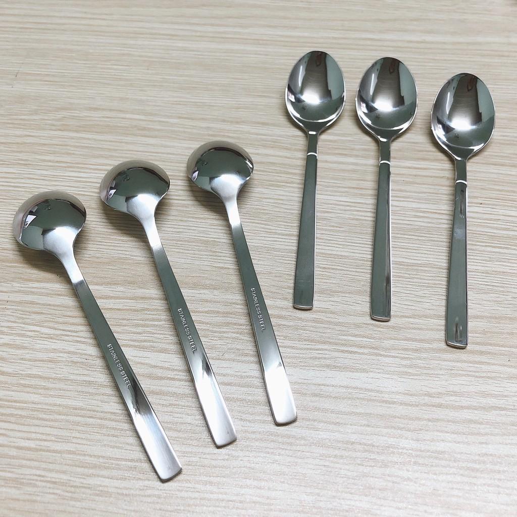 Muỗng trà cán vuông  - Thép không gỉ Inox Cao cấp - Kiểu dáng muỗng cafe dài 14cm