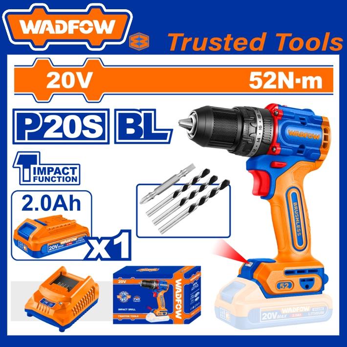 MÁY KHOAN BÚA NHỎ GỌN KHÔNG CHỔI THAN DÙNG PIN 20V-52NM WADFOW WCDP5282 - HÀNG CHÍNH HÃNG