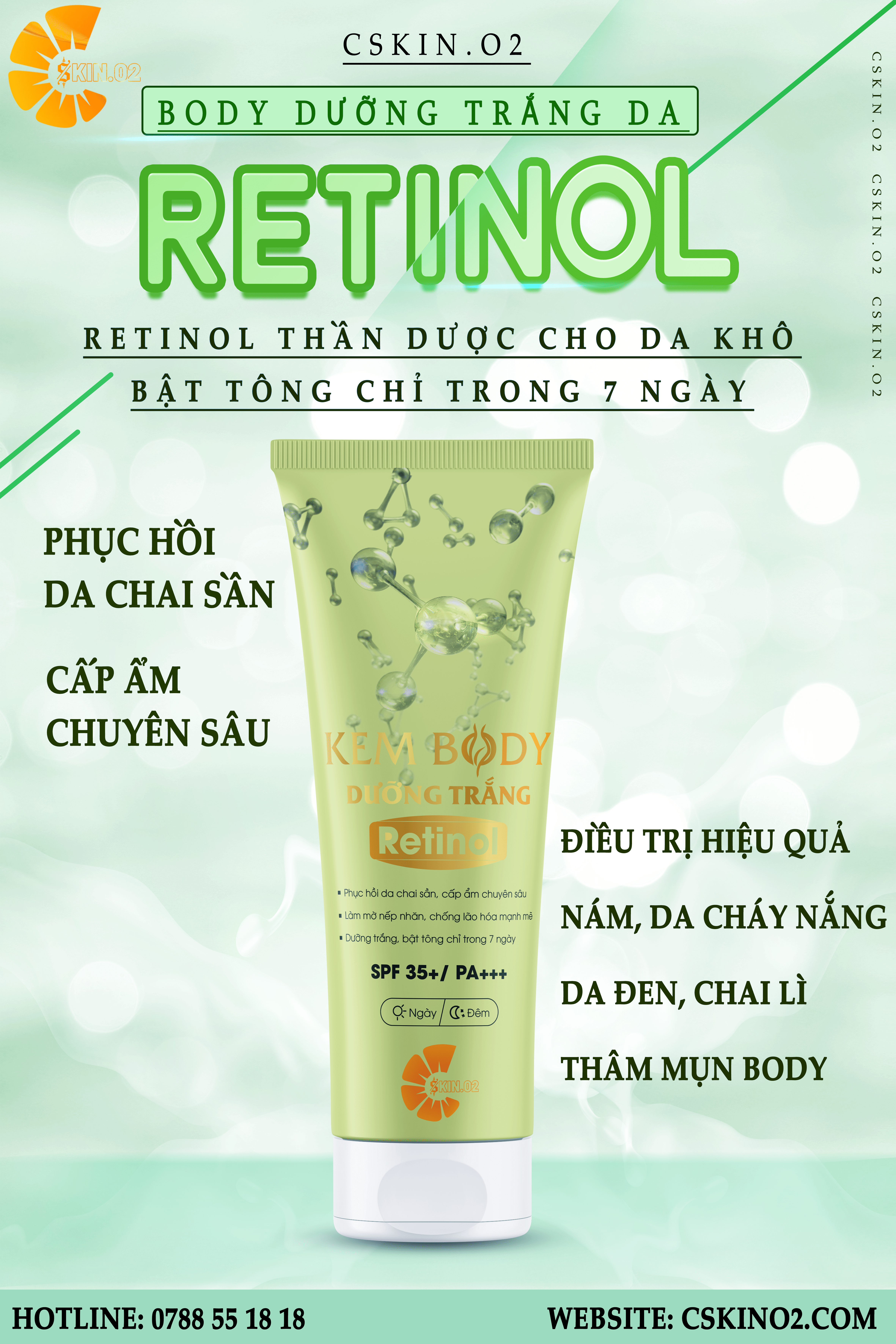 Chăm Sóc Da - C SKIN.02 - COMBO2 - BODY LOTION RETINOL - Dưỡng Trắng Cấp Ẩm Chuyên Sâu