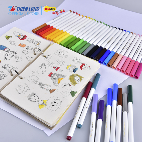 Combo Bút lông màu Fiber Pen Thiên Long Colokit 56 màu rửa được an toàn sử dụng tô màu, vẽ tranh, calligraphy