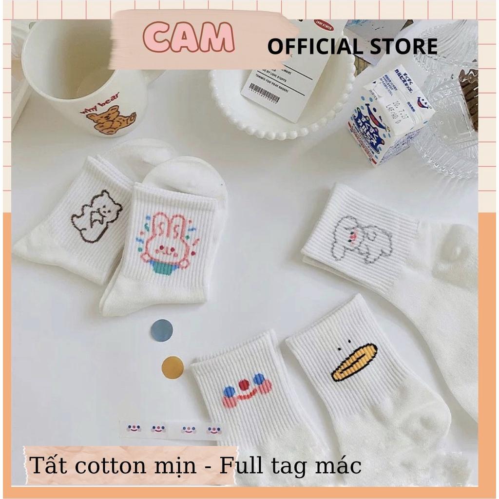 SET TẤT VỚ TRẮNG CAO CỔ NAM NỮ CỔ NHÚN CAO có TAG MÁC ULZZANG LOLITA VỊT GẤU
