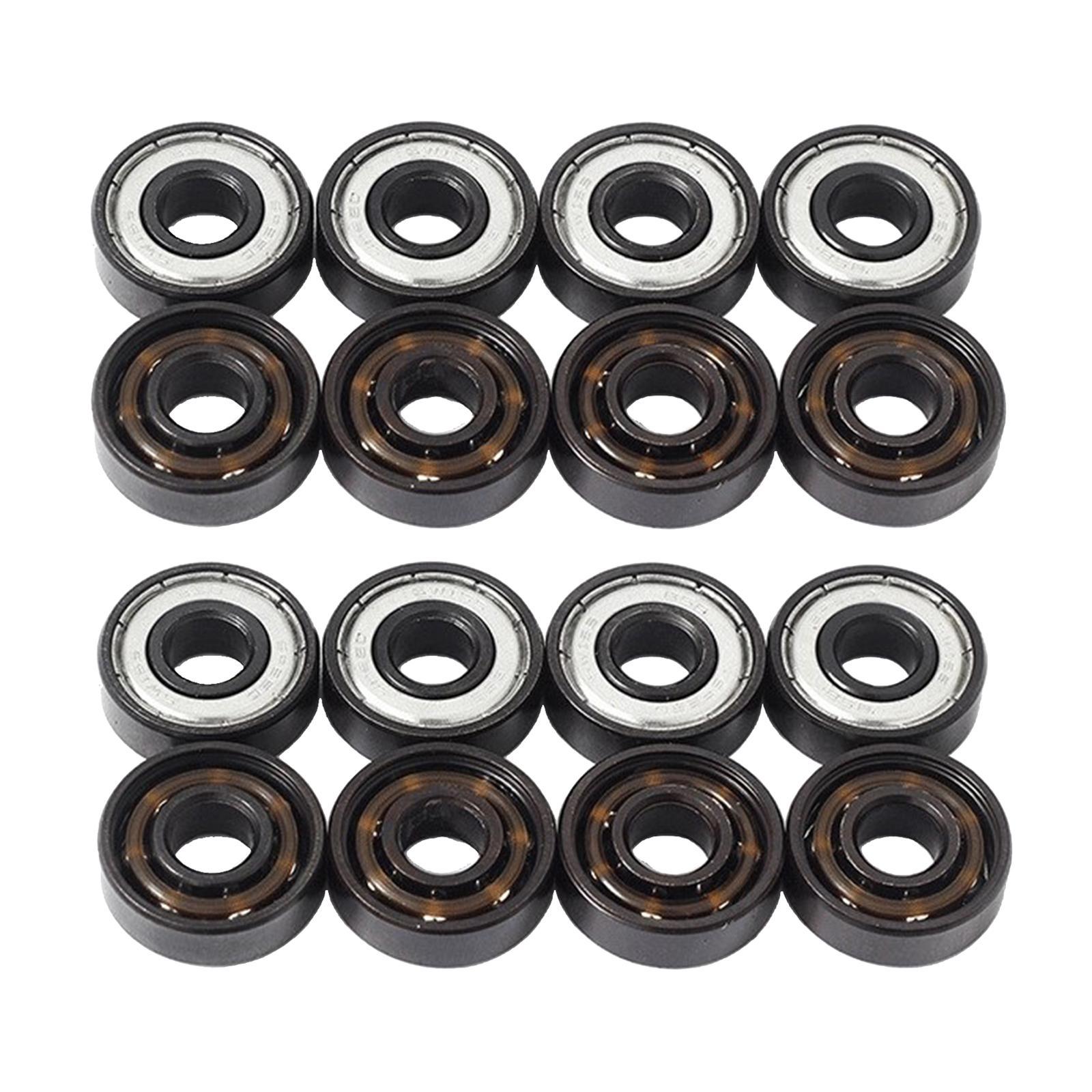 16Pcs Premium Replacement Skateboard Bearings 8mm Longboard Scooter Parts