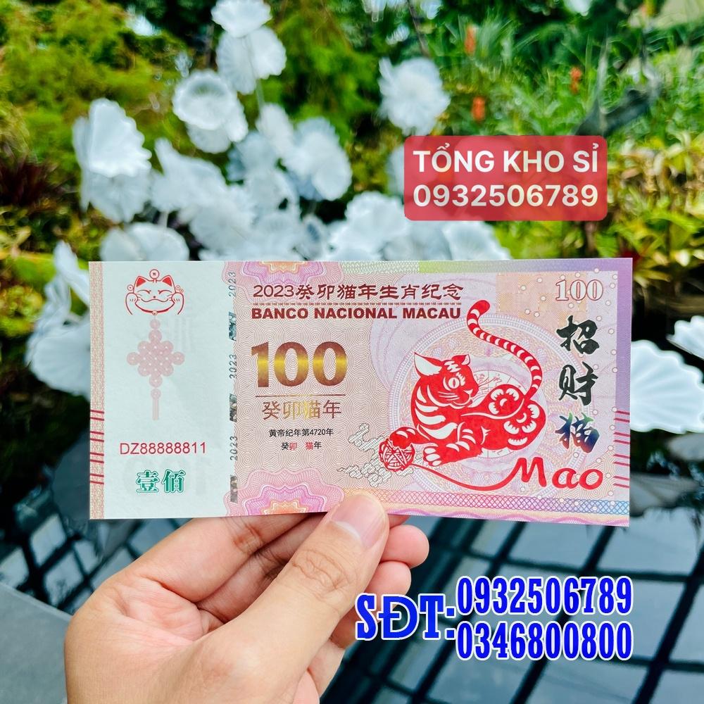 Tờ tiền 100 Đô Macao hình con Mèo lưu niệm lì xì tết 2023