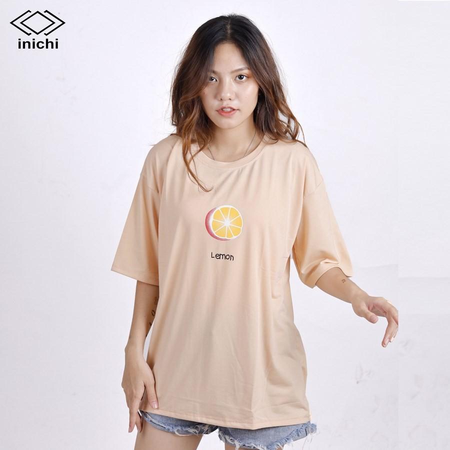 Áo thun INICHI unisex tay lỡ form rộng cá tính, hình in hình quả chanh - IC633