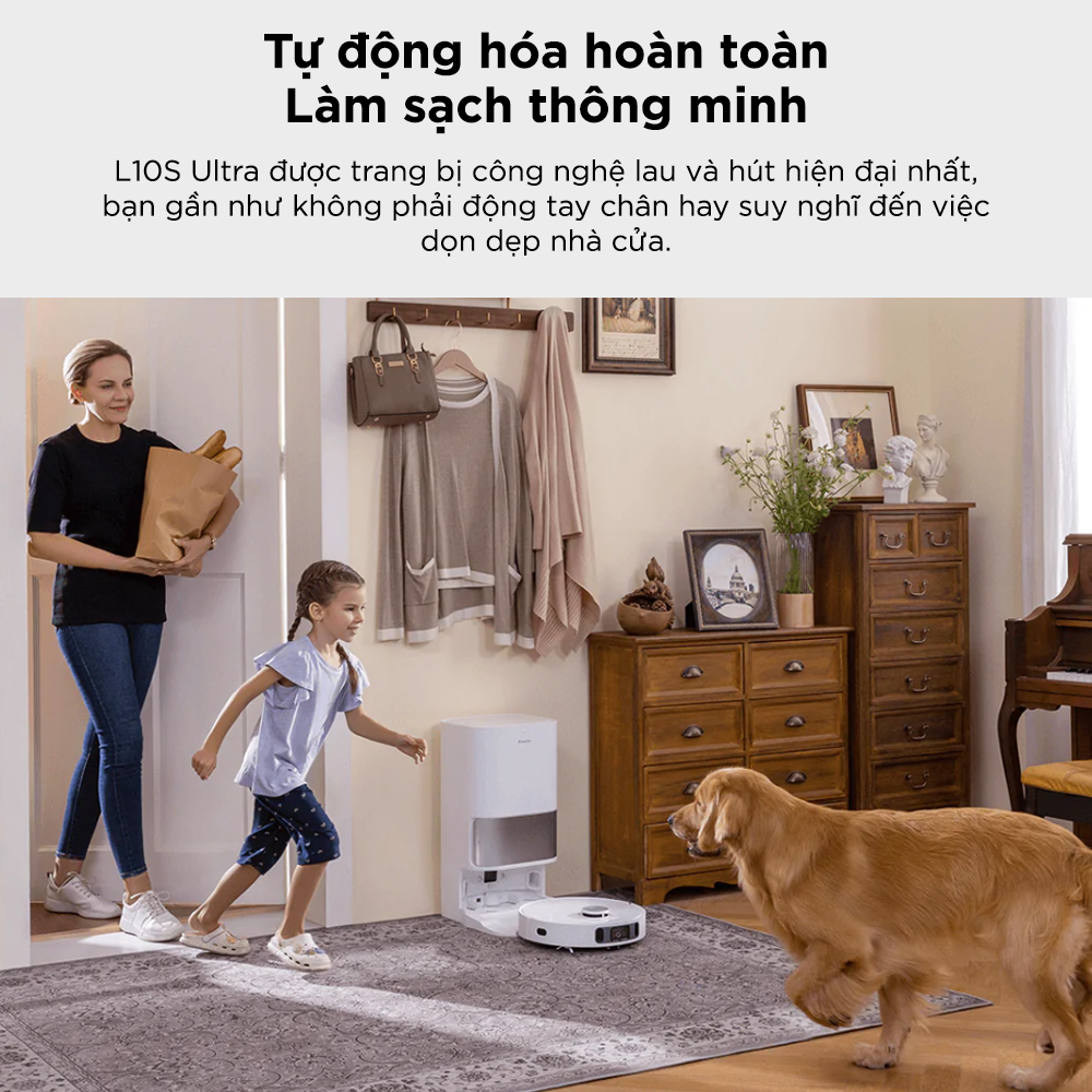 Robot Hút Bụi Lau Nhà Dreame L10S Ultra SE Tự Động Giặt Sấy Giẻ Tự Gom Rác, Tối Ưu Dọn Dẹp Camera AI Hoạt Động 200m2 Lực Hút 5300 Pa - Hàng Chính Hãng