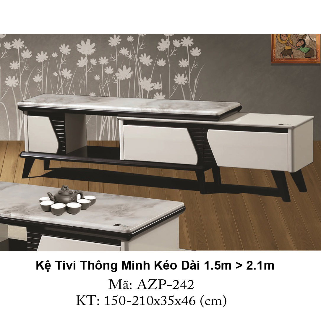Kệ Tivi Mặt Đá Thông Minh Kéo Dài AZP-TV242 / Dòng Cao Cấp - Hàng Nhập Khẩu