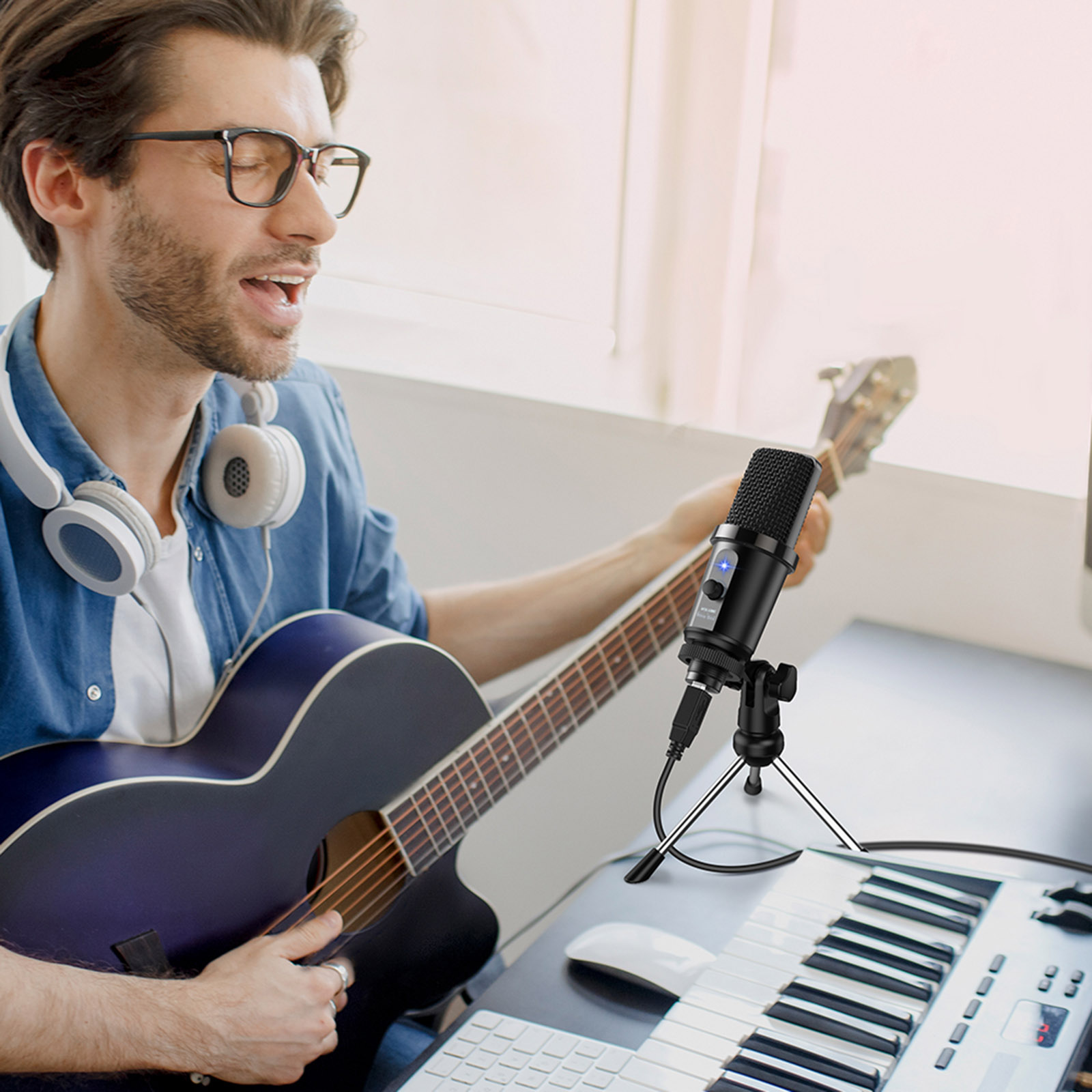 Micrô USB BEE MỚI cho Máy tính ghi âm có chân đế cho Phòng thu máy tính xách tay