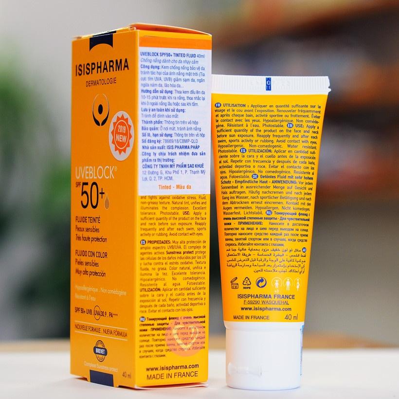 Kem Chống Nắng Dành Cho Da Nhờn ISISPharma Uveblock Spf50+ Dry Touch 40ml ( Không Màu )