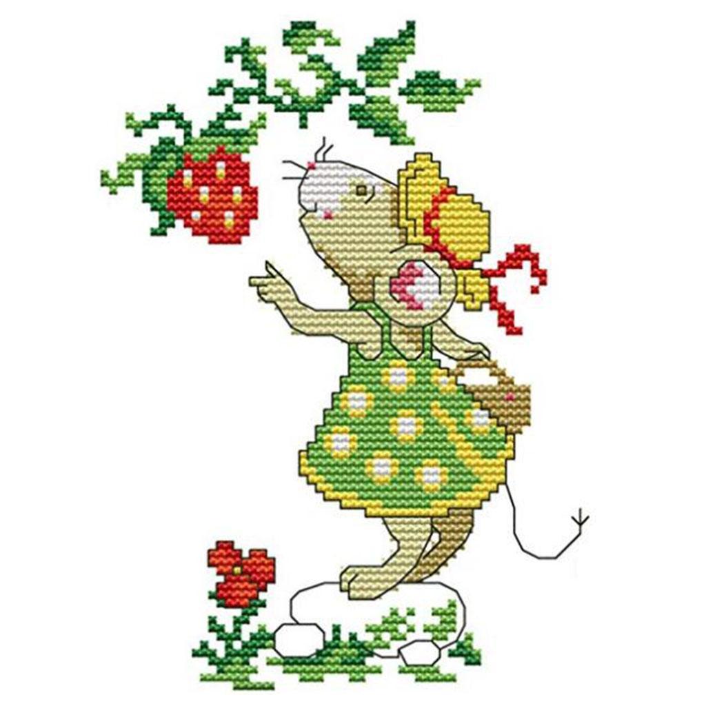 Little Rat Stamped Cross Stitch Kits DIY Embroidery for Home Decor Gift 14CT