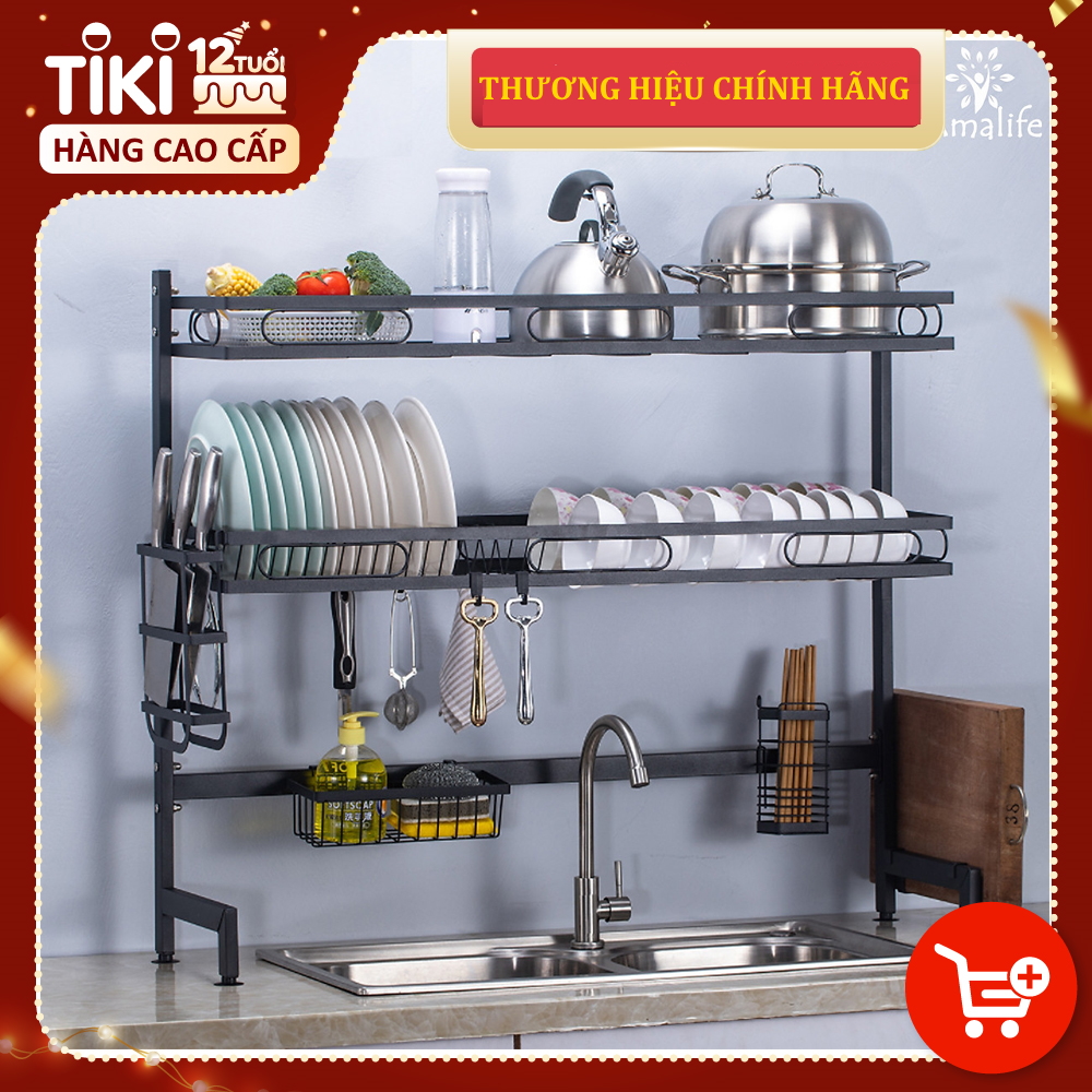 Kệ Để Bát Thông Minh, Giá Kệ Để Chén Bát Đũa Đa Năng Chọn Size (65/85/95/125cm – 1 tầng/2 tầng) – Thép Carbon Không Gỉ - Sơn Tĩnh Điện Cao Cấp Siêu Bền – Chống Bám Bụi Chính Hãng