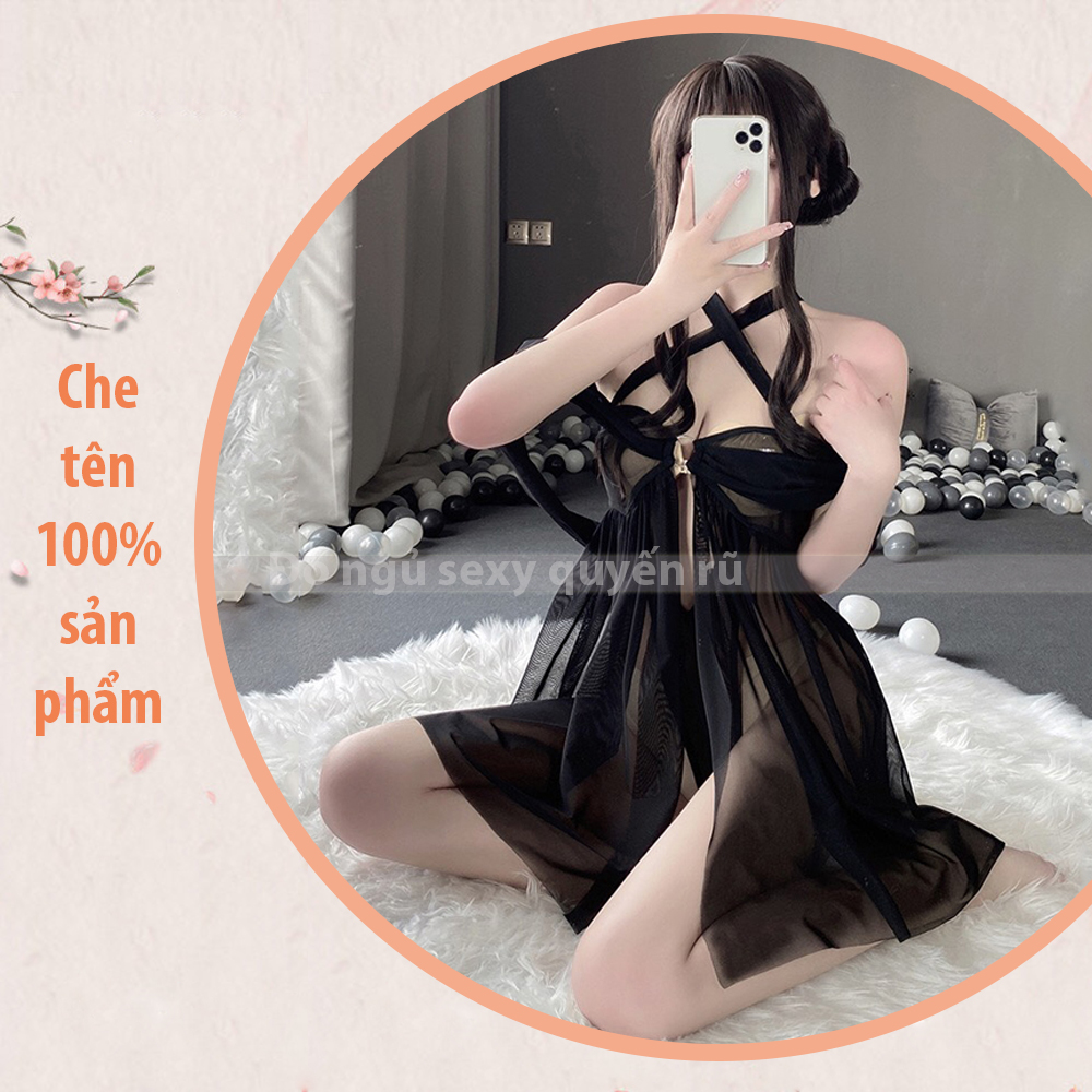 Váy ngủ xuyên thấu liền chip lọt khe sexy gợi cảm P40 - Đầm ngủ hở lưng quyến rũ - Đồ ngủ nữ