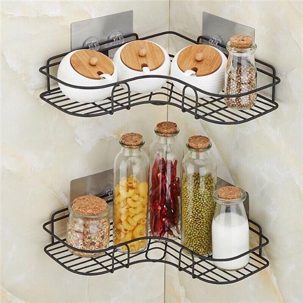 Kệ Góc Tam Giác Kim Loại Sơn Tĩnh Điện Để Đồ Kệ Nhà Tắm Dán Tường H238
