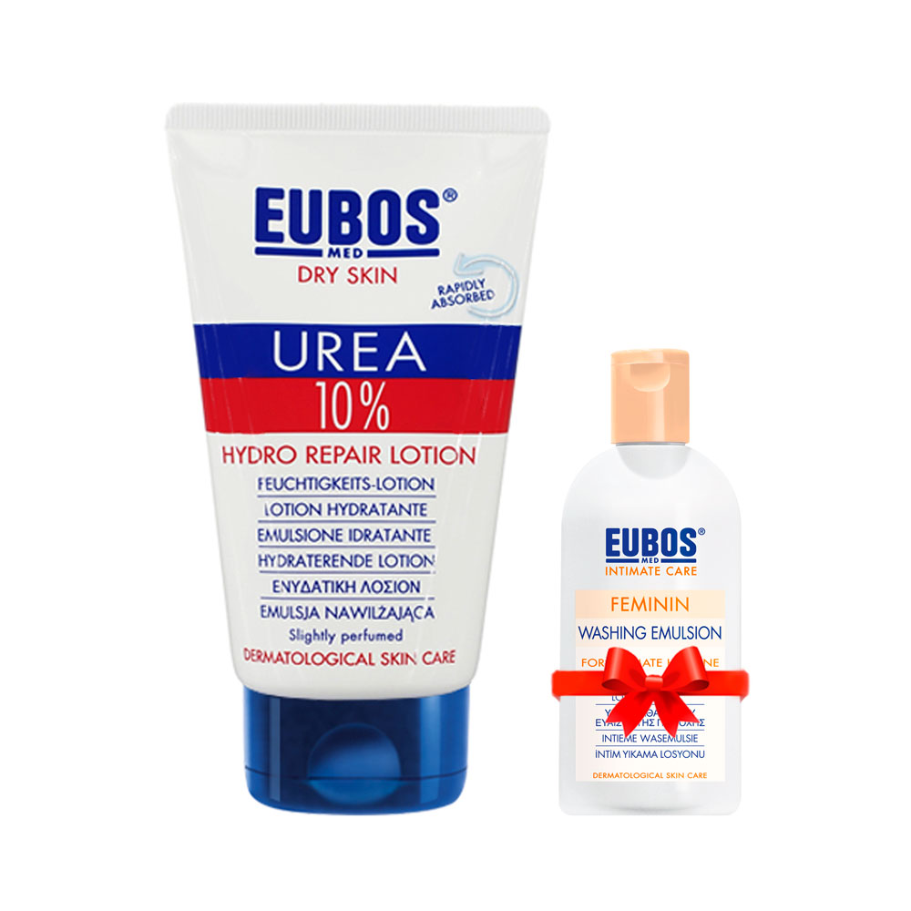 Lotion dưỡng thể cho da khô bổ sung 10% urea EUBOS 150ml tặng dung dịch vệ sinh phụ nữ size du lịch EUBOS 30ml