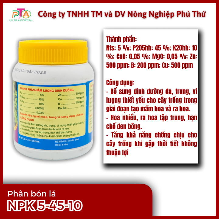 Phân Bón Lá Cao Cấp Đầu Trâu MK 5-45-10 (Cây Ăn Trái) 400g