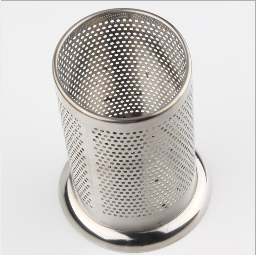 Ống đựng muỗng đũa inox dạng tròn có lỗ thông thoáng cao cấp 16x10 cm