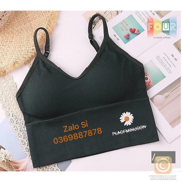 Áo Bra Thể Thao Thun Gân Hai Dây Hoa Cúc Tập Gym,Yoga Cá Tính Sang Chảnh Siêu Hot