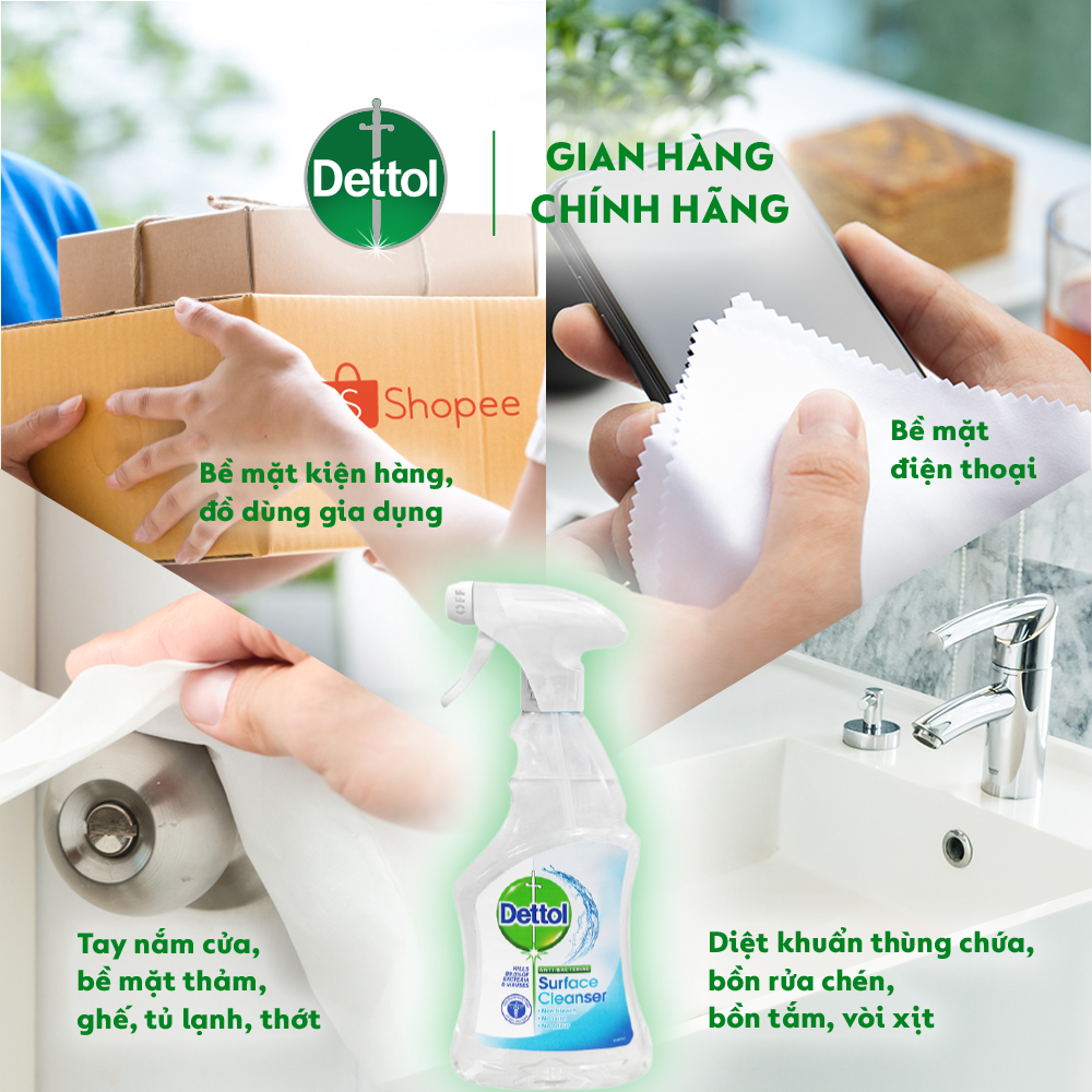 Combo 3 chai xịt vệ sinh bề mặt kháng khuẩn Dettol 500ml