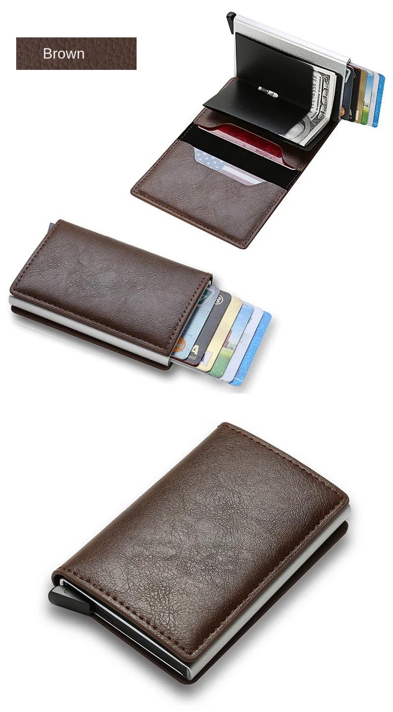 Ví Nhỏ Bằng Da Nam, Ví Mỏng Dành Cho Nam Và Nữ Có Bảo Vệ RFID, Bóp Mỏng Có Đgăn Đựng tiền, Nhiều Màu,                                    Tối giản