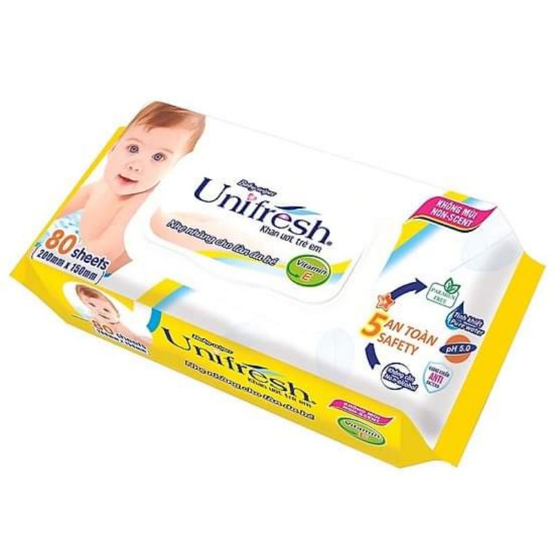 Combo 6 Khăn Ướt Unifresh Vitamin E 80M (80 Miếng)