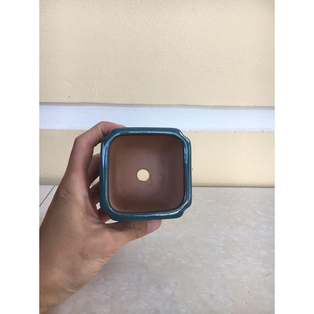 Chậu bonsai Vuông vát mini men hỏa biến gốm Bát tràng 1 size BM-68