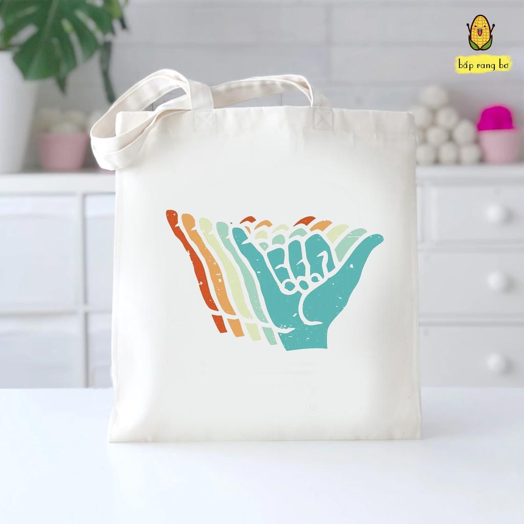 TÚI TOTE CẦU VỒNG 7 MÀU - VẢI DỆT CANVAS