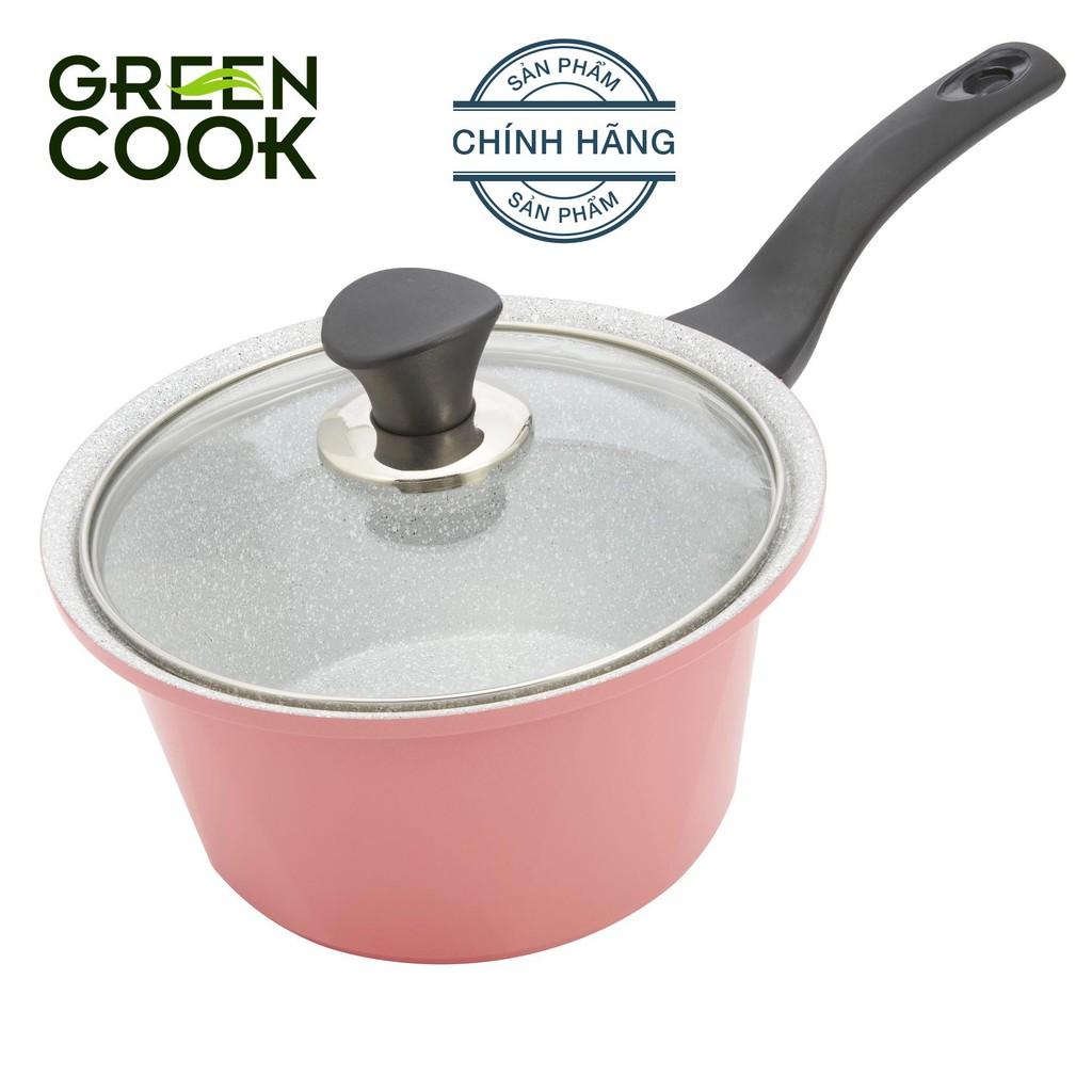 Nồi nấu bột chống dính đáy từ đúc ceramic vân đá 18cm Green Cook - Nồi quánh chống dính chất liệu cao cấp