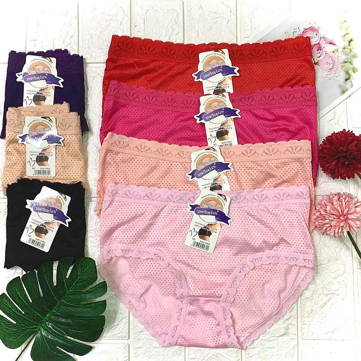 Bộ 10 quần lót Thái Lan thông hơi viền ren cao cấp size 40-62kg