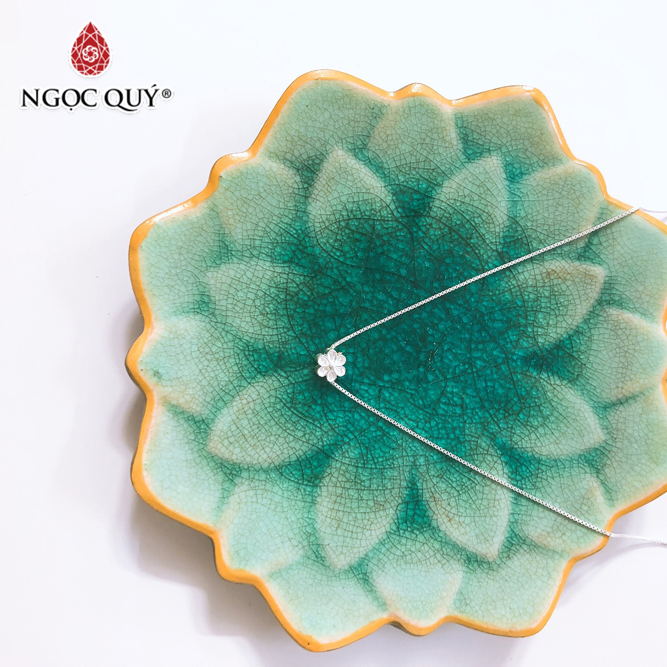 Dây chuyền bạc mặt hoa mai 6 cánh - Ngọc Quý Gemstones