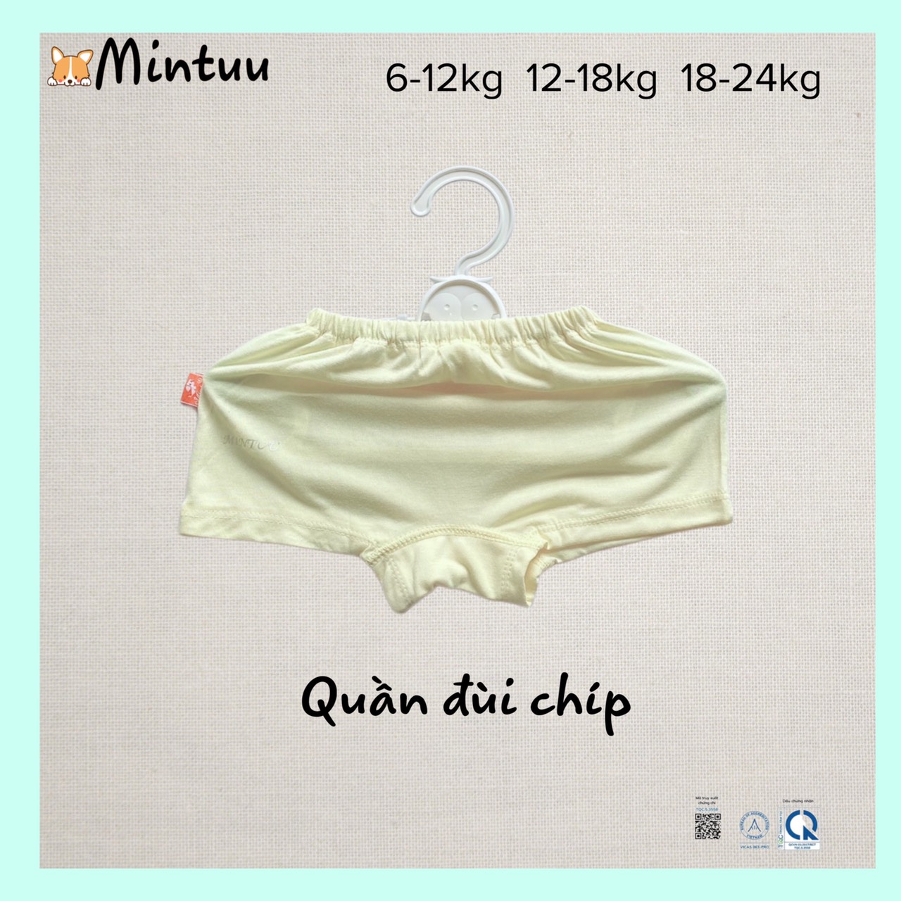 Set 3 Quần đùi chíp cho bé từ 6-24 kg, chất liệu sợi tre mềm mại thoáng mát thương hiệu Mintuu