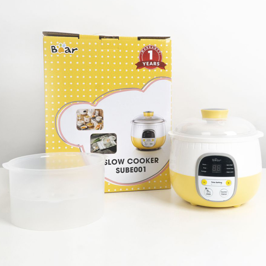 Nồi Nấu Chậm 0.8L Bear SUBE001 - Bản Quốc Tế Tiếng Anh - Hàng Chính Hãng