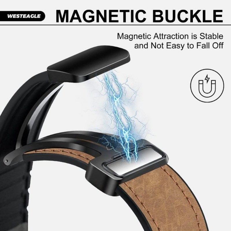 Dây đeo khóa từ tính dành Cho đồng hồ thông minh Redmi Watch 4 - Redmi Watch 5 - Mi band 8 Pro - Dây da đeo 22mm cho smartwatch - Hàng nhập khẩu