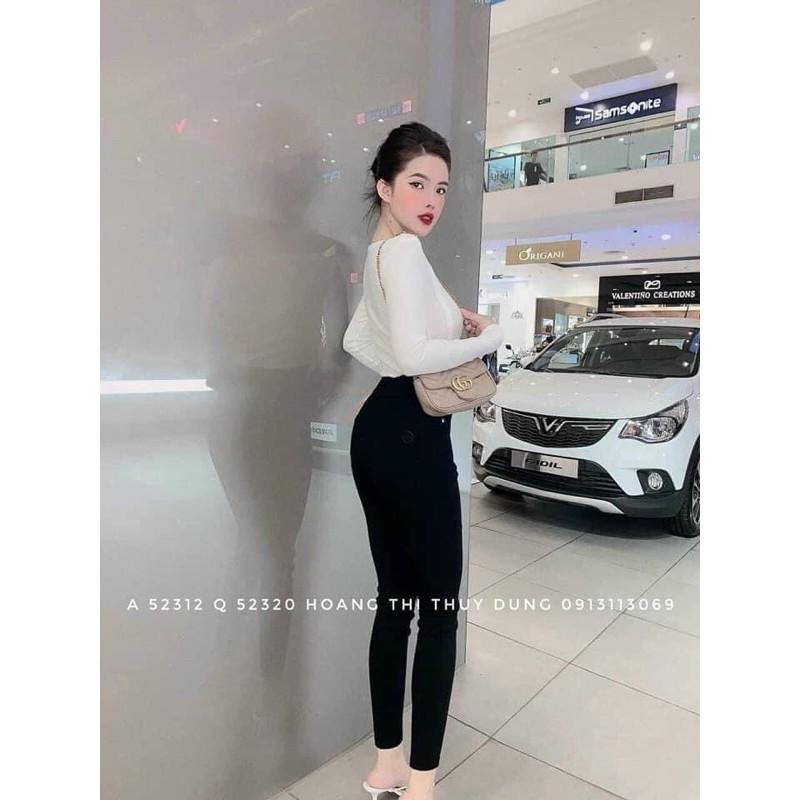 QUẦN JEANS cạp cao 2 khuy khoá đồng kèm hộp cam