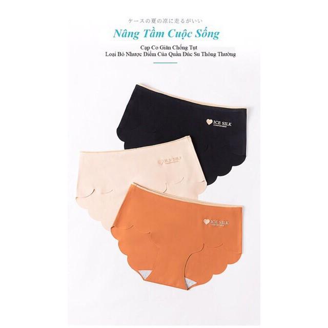 Quần Lót Nữ Su Lụa Viền Sóng Chống Tụt Ice Silk không đường may
