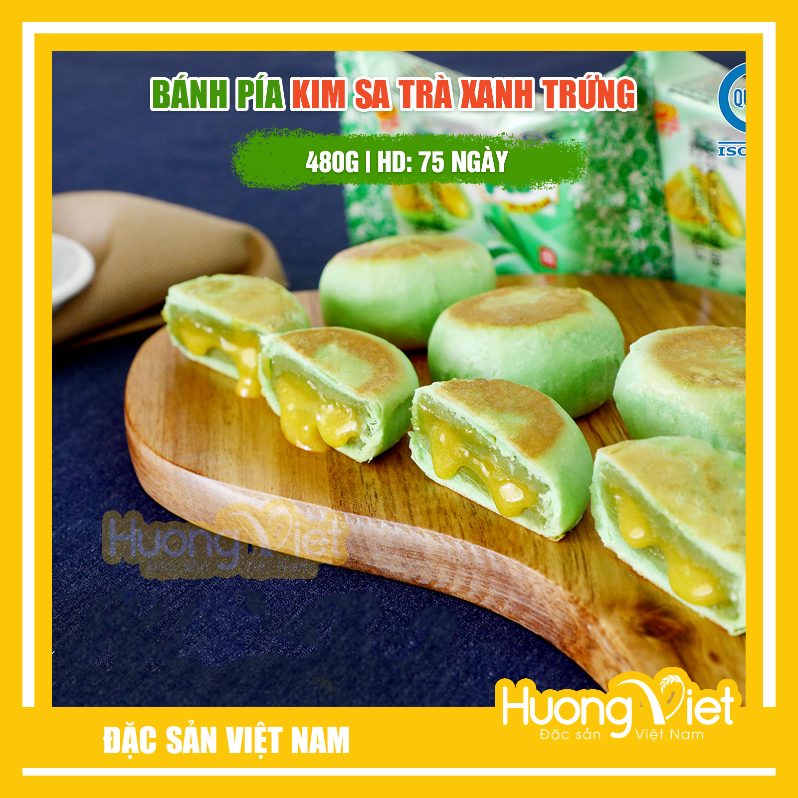 Đặc Sản Sóc Trăng - Bánh Pía Kim Sa Trà Xanh Tan Chảy 480G, BáNh PíA TâN Huê ViêN Sóc Trăng Không Sầu Riêng