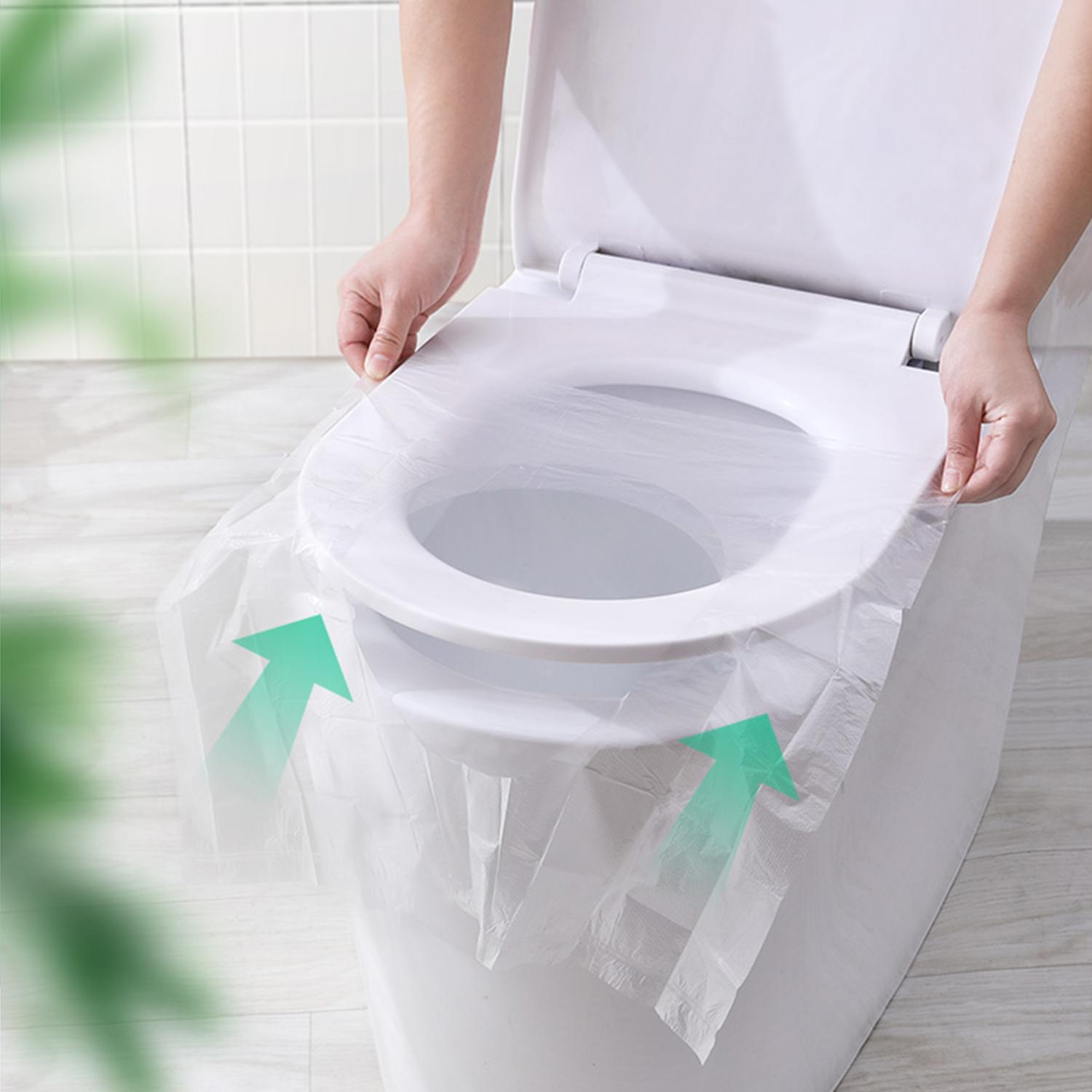 Bộ 50 cái tấm nilong bọc nắp nhà vệ sinh công cộng dùng 1 lần, tránh tiếp xúc trực tiếp
