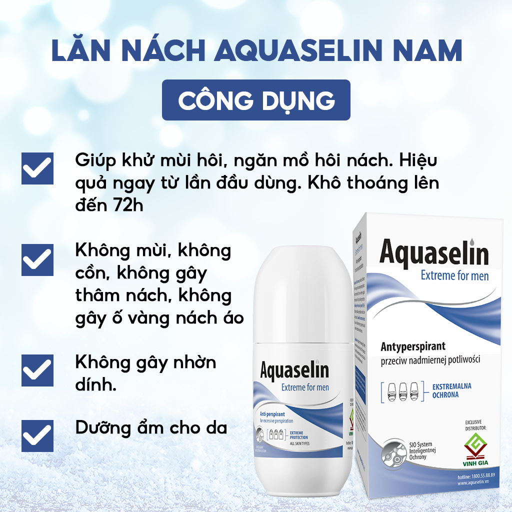 Lăn khử mùi dành cho nam Aquaselin 50ml