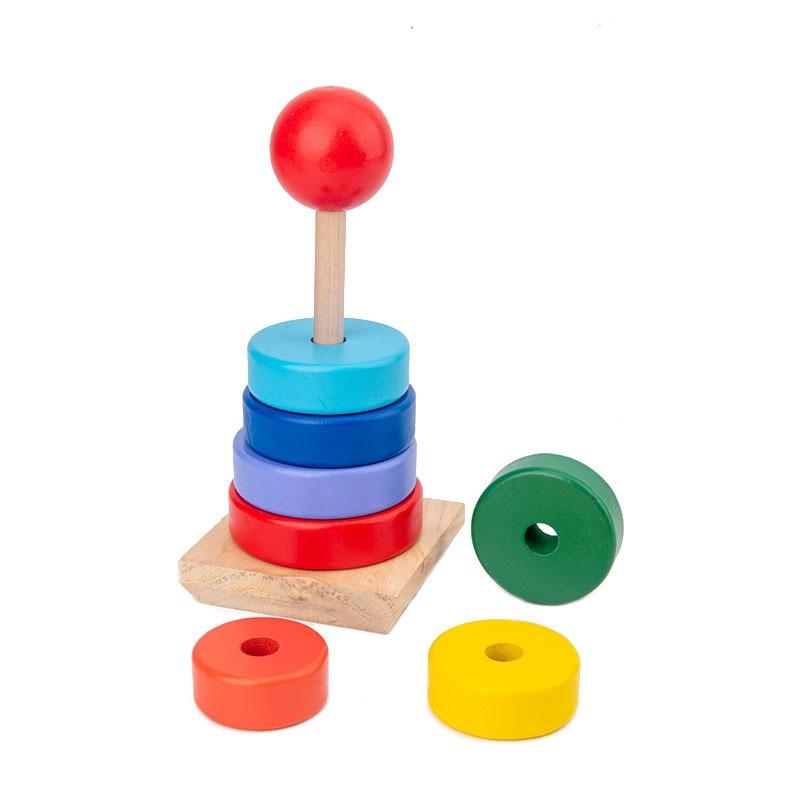 Đồ Chơi Gỗ Tháp Chồng 7 Màu Loại To 21cm