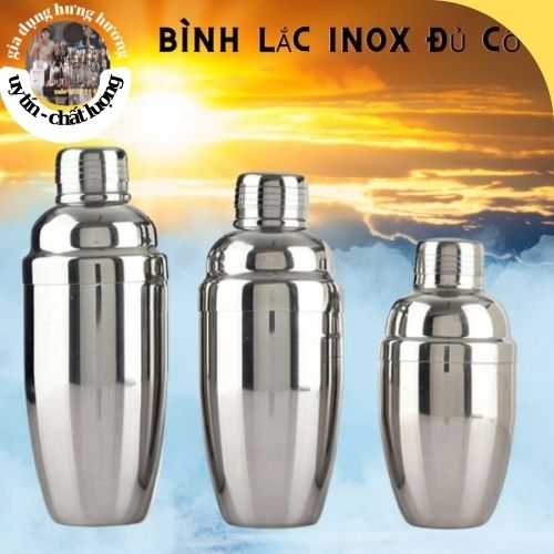 Bình lắc Shaker pha chế cocktail chất liệu inox (350 - 550 - 750 ml)