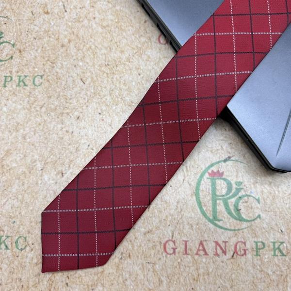 Cà vạt nam mẫu thắt sẵn dây kéo bản nhỏ 6cm mẫu mới t3/2024 màu đỏ caro