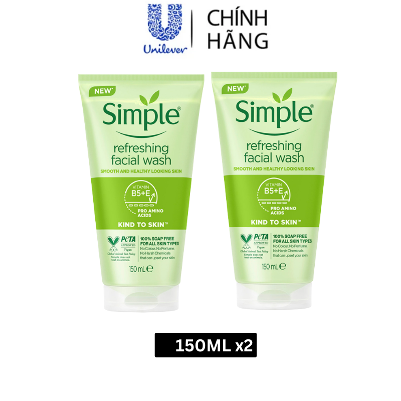 Combo 2 Sữa Rửa Mặt Simple Giúp Da Sạch Thoáng 150Mlx2