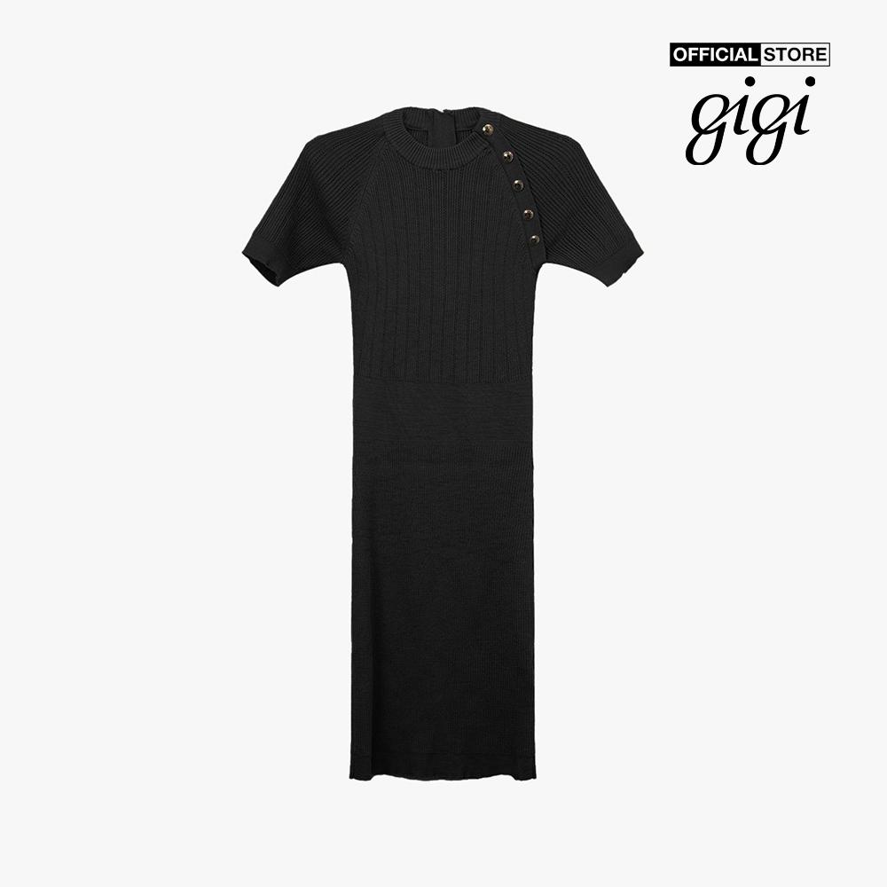 GIGI - Đầm body mini tay ngắn cổ tròn phối nút sang trọng G2106K222717