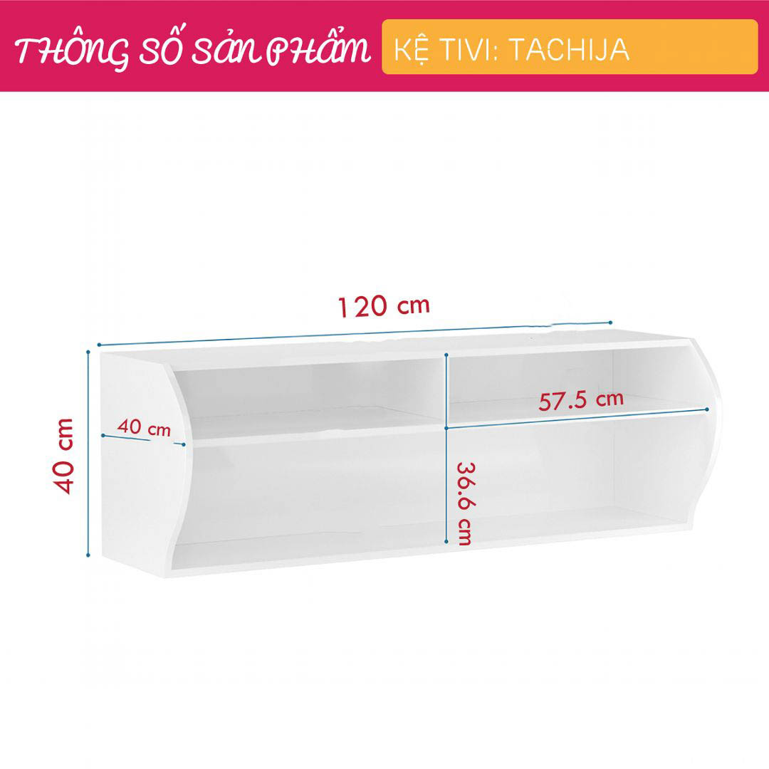 Kệ tivi gỗ hiện đại SMLIFE Tachija | Gỗ MDF dày 17mm chống ẩm | D120xR40xC40cm